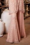 Mehul Gupta_Pink Net Embroidery, Sequins Halter Neck Baby Hand Tunic Sharara Set _Online_at_Aza_Fashions