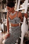 Buy_Mehul Gupta_Silver Net Sequins, Embroidery Sweetheart Neck And Blue Hand Lehenga Set _Online_at_Aza_Fashions