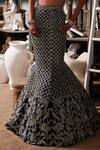 Shop_Mehul Gupta_Silver Net Sequins, Embroidery Sweetheart Neck And Blue Hand Lehenga Set _Online_at_Aza_Fashions