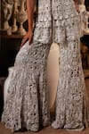 Buy_Mehul Gupta_Ivory Net Embroidery Halter Neck And Grey Hand Tunic Sharara Set 