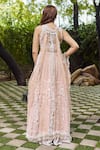 Shop_Mehul Gupta_Ivory Net, Lycra Embroidery, Tassels Round Neck And Pink Hand Lehenga Set _at_Aza_Fashions