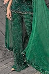 Mehul Gupta_Green Net Embroidery, Sequins Round Neck Hand Tunic Sharara Set _Online_at_Aza_Fashions