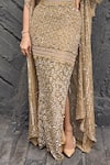 Buy_Mehul Gupta_Gold Net Embroidery Round Neck Hand Gown Set _Online_at_Aza_Fashions