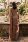 Shop_Parshya_Mauve Viscose Georgette, Satin Sequins, Embroidery Square Pink Hand Saree Set _at_Aza_Fashions