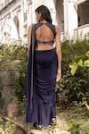Shop_Parshya_Blue Viscose Georgette, Satin Embroidery Designer Pre-draped Saree And Blouse Set _at_Aza_Fashions