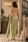 Shop_Parshya_Green Embroidery Sweetheart Neck Hand Saree Gown _at_Aza_Fashions