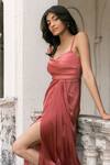 Parshya_Pink Sweetheart Neck Satin Designer Dress _Online_at_Aza_Fashions