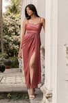 Shop_Parshya_Pink Sweetheart Neck Satin Designer Dress _Online_at_Aza_Fashions
