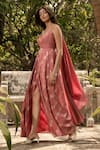 Parshya_Pink Embroidery Sweetheart Neck Hand Saree Gown _Online_at_Aza_Fashions