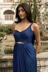 Parshya_Blue Embroidery Sweetheart Neck Hand Saree Gown _Online_at_Aza_Fashions