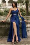 Buy_Parshya_Blue Embroidery Sweetheart Neck Hand Saree Gown _at_Aza_Fashions