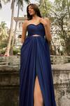 Buy_Parshya_Blue Embroidery Sweetheart Neck Hand Saree Gown 