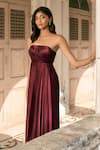 Parshya_Maroon Off-shoulder, Bandeau Neck Strapless Maxi Dress _Online_at_Aza_Fashions