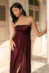 Buy_Parshya_Maroon Off-shoulder, Bandeau Neck Strapless Maxi Dress _Online_at_Aza_Fashions