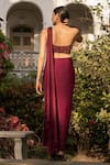 Shop_Parshya_Maroon Embroidery Sweetheart Neck Hand Saree Gown _at_Aza_Fashions