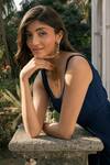 Parshya_Navy Scoop Neck Blue Padded Designer Dress _Online_at_Aza_Fashions