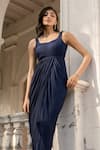 Shop_Parshya_Navy Scoop Neck Blue Padded Designer Dress _Online_at_Aza_Fashions
