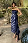 Buy_Parshya_Blue Embroidery Off-shoulder Strapless Dress _Online_at_Aza_Fashions