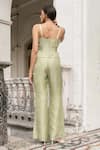 Shop_Parshya_Green Banarasi Silk Corset Pant Set _at_Aza_Fashions