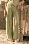 Buy_Parshya_Green V-neck Hand Embroidered Vest And Pant Set _Online_at_Aza_Fashions