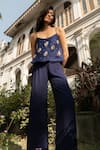 Buy_Parshya_Blue Embroidery Scoop Neck Hand Top And Pant Set _Online_at_Aza_Fashions