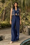 Buy_Parshya_Blue Beads, Embroidery Round Neck Hand Jacket Set _at_Aza_Fashions