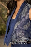 Shop_Parshya_Blue Beads, Embroidery Round Neck Hand Jacket Set _Online_at_Aza_Fashions