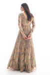 Shop_Ridhima Bhasin_Gray Chiffon, Organza Sequins, Embroidery V-neck Floral Anarkali Set _at_Aza_Fashions