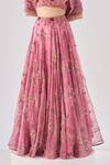 Ridhima Bhasin_Pink Organza, Crepe Embroidery Round Neck Designer Rahi Lehenga Set _at_Aza_Fashions