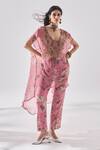 Buy_Ridhima Bhasin_Pink Georgette, Rayon Embroidery Round Neck, Floral Kurta Set _at_Aza_Fashions
