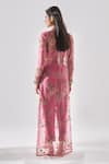 Shop_Ridhima Bhasin_Pink Organza, Crepe Embroidery, Beads V-, Round Jacket Set _at_Aza_Fashions