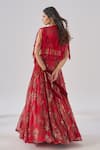 Ridhima Bhasin_Red Organza, Crepe Embroidery, Fringe Round Neck And Lehenga Set _Online_at_Aza_Fashions