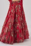 Buy_Ridhima Bhasin_Red Organza, Crepe Embroidery, Fringe Round Neck And Lehenga Set _Online_at_Aza_Fashions