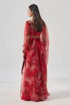 Shop_Ridhima Bhasin_Red Organza, Silk Embroidery Round Neck Floral Kurta Set _at_Aza_Fashions