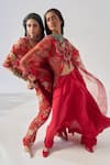 Buy_Ridhima Bhasin_Red Organza, Silk Embroidery Round Neck Floral Kurta Set _Online_at_Aza_Fashions