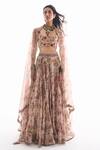 Buy_Ridhima Bhasin_White Organza, Crepe Embroidery Round Neck Floral Warda Lehenga Set _Online_at_Aza_Fashions