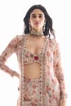 Buy_Ridhima Bhasin_Off White Chiffon, Organza Embroidery Open Neck, Floral Jacket Sharara Set _Online_at_Aza_Fashions