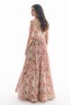 Ridhima Bhasin_Off White Chiffon, Organza Embroidery V-neck Designer Aksah Anarkali Set _Online_at_Aza_Fashions