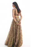 Shop_Ridhima Bhasin_Mint Organza, Crepe Sequins, Embroidery Round Neck Green Designer Lehenga Set _at_Aza_Fashions
