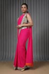Buy_Neha Mehra_Pink Georgette Embroidery Designer Hot Saree _Online_at_Aza_Fashions