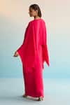 Shop_House Of Armuse_Pink Rayon Sequins V-neck Orla Hot Kaftan _at_Aza_Fashions