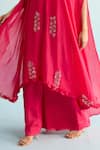 Shop_House Of Armuse_Pink Rayon Sequins V-neck Orla Hot Kaftan _Online_at_Aza_Fashions