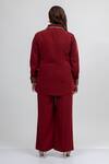 Shop_Mamicha_Maroon Crepe Embroidery Keyhole Neck Deco Co-ord Set _at_Aza_Fashions