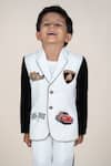 Buy_Little Boys Closet_White Embroidery Car Motif Blazer And Pant Set 