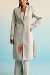 Buy_House Of Armuse_Gray Neoprene Applique Collared Elvyn Jacket Set _Online_at_Aza_Fashions
