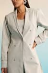 Shop_House Of Armuse_Gray Neoprene Applique Collared Elvyn Jacket Set _Online_at_Aza_Fashions