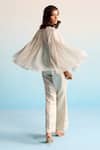 Shop_House Of Armuse_Blue Modal, Silk Sequins Round Neck Ilya Chiffon Coord Set _at_Aza_Fashions