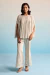 Buy_House Of Armuse_Blue Modal, Silk Sequins Round Neck Ilya Chiffon Coord Set _at_Aza_Fashions