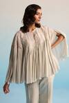 Buy_House Of Armuse_Blue Modal, Silk Sequins Round Neck Ilya Chiffon Coord Set _Online_at_Aza_Fashions