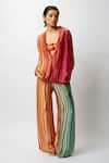 Buy_Forty Four_Multi Color Satin V-neck Printed Breeze Co-ord Set _at_Aza_Fashions